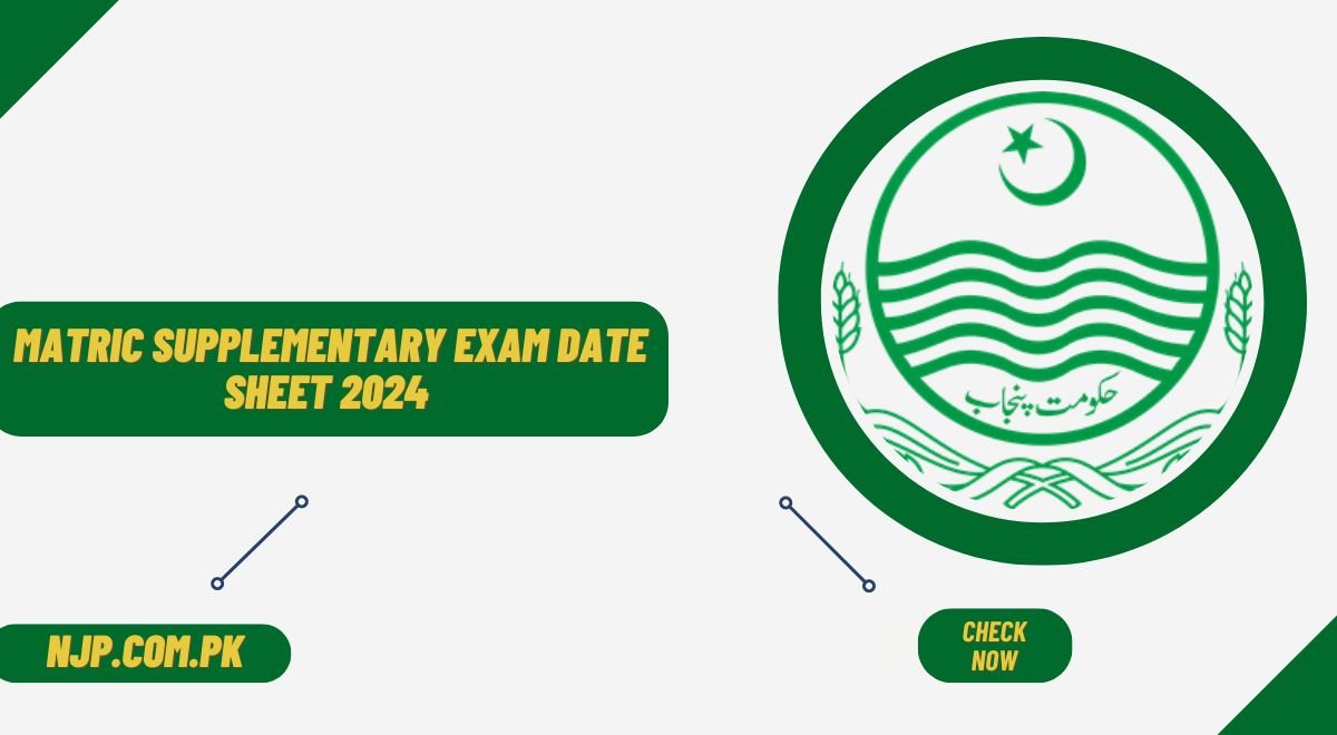 Matric Supplementary Exam Date Sheet 2024 |Punjab Board